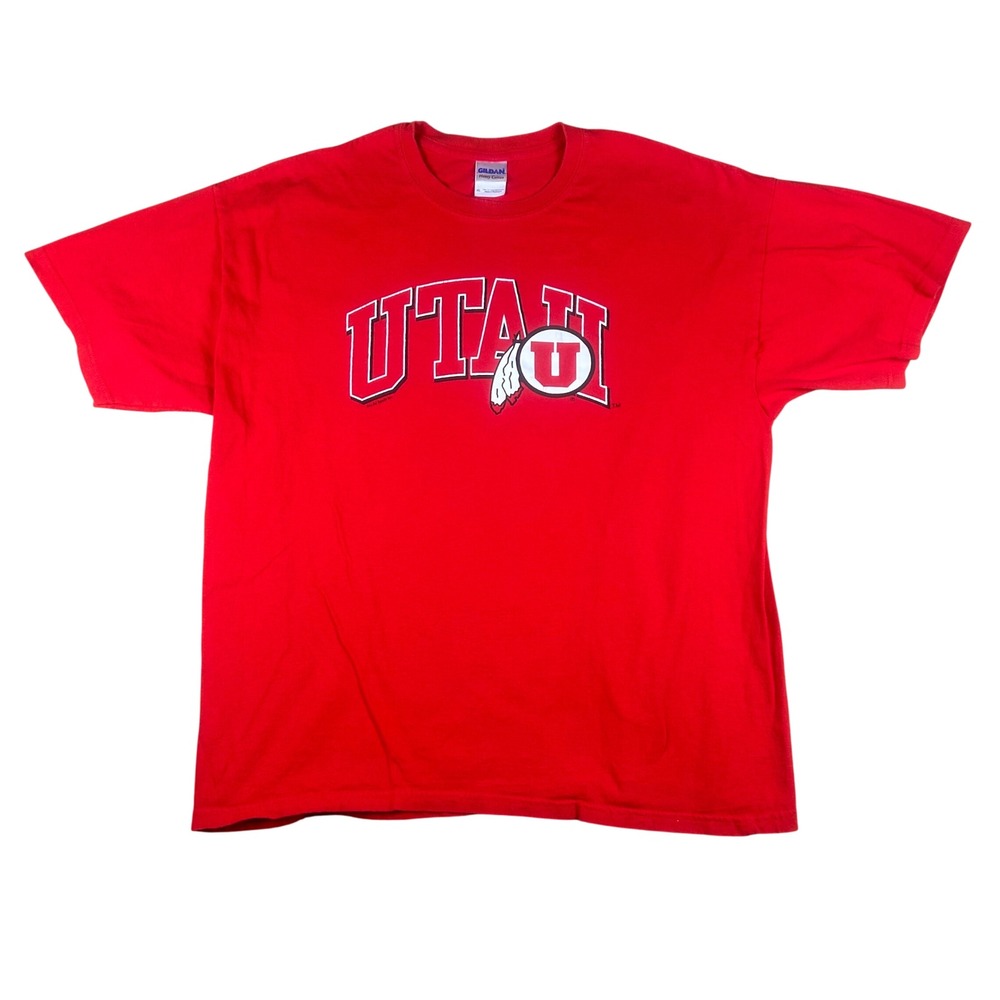 Gildan University‎ of Utah Utes Mens XL Red Graphic T-Shirt Heavy Cotton